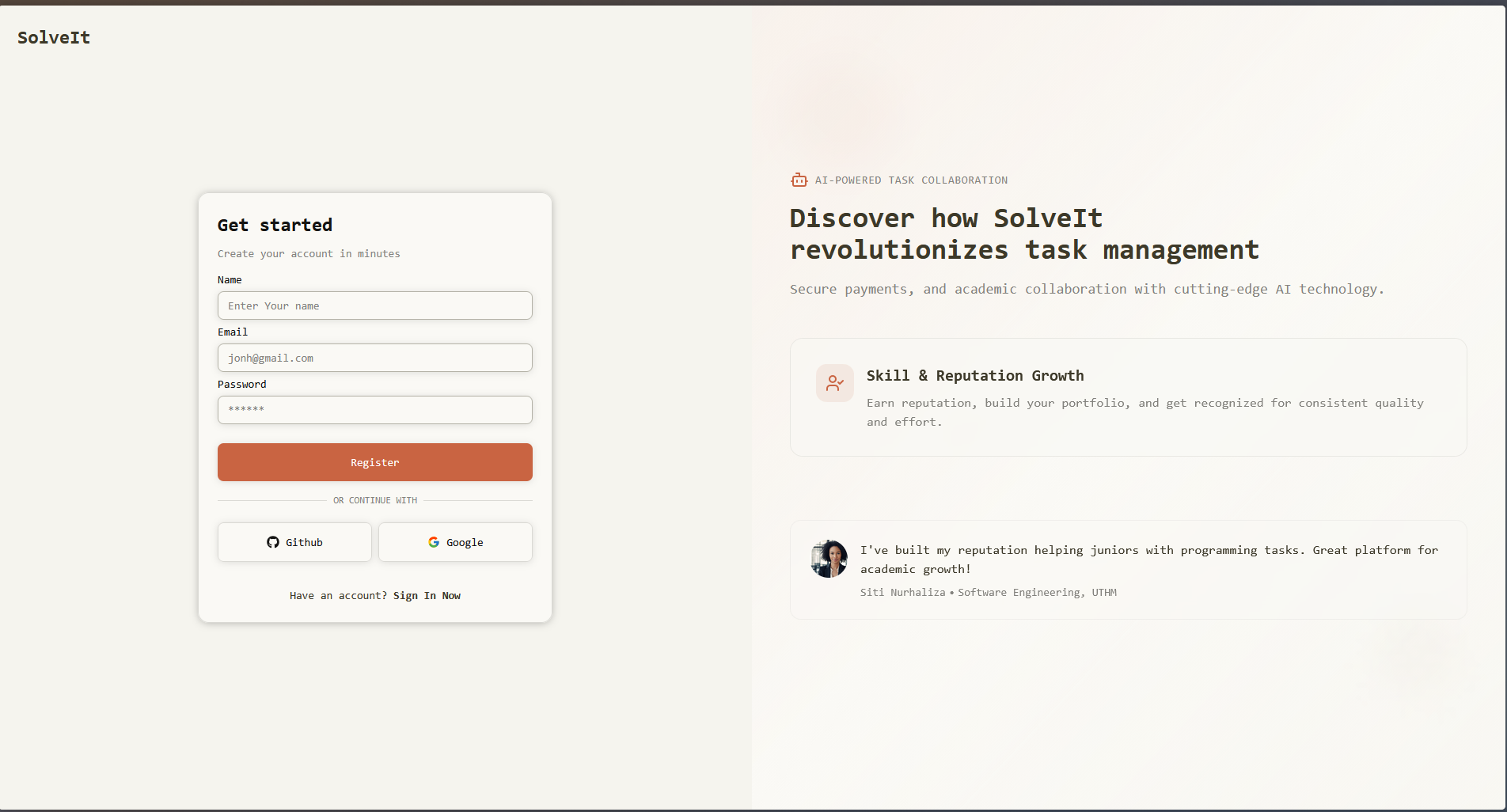 SolveIt - AI-Powered Student Job Board screenshot 1