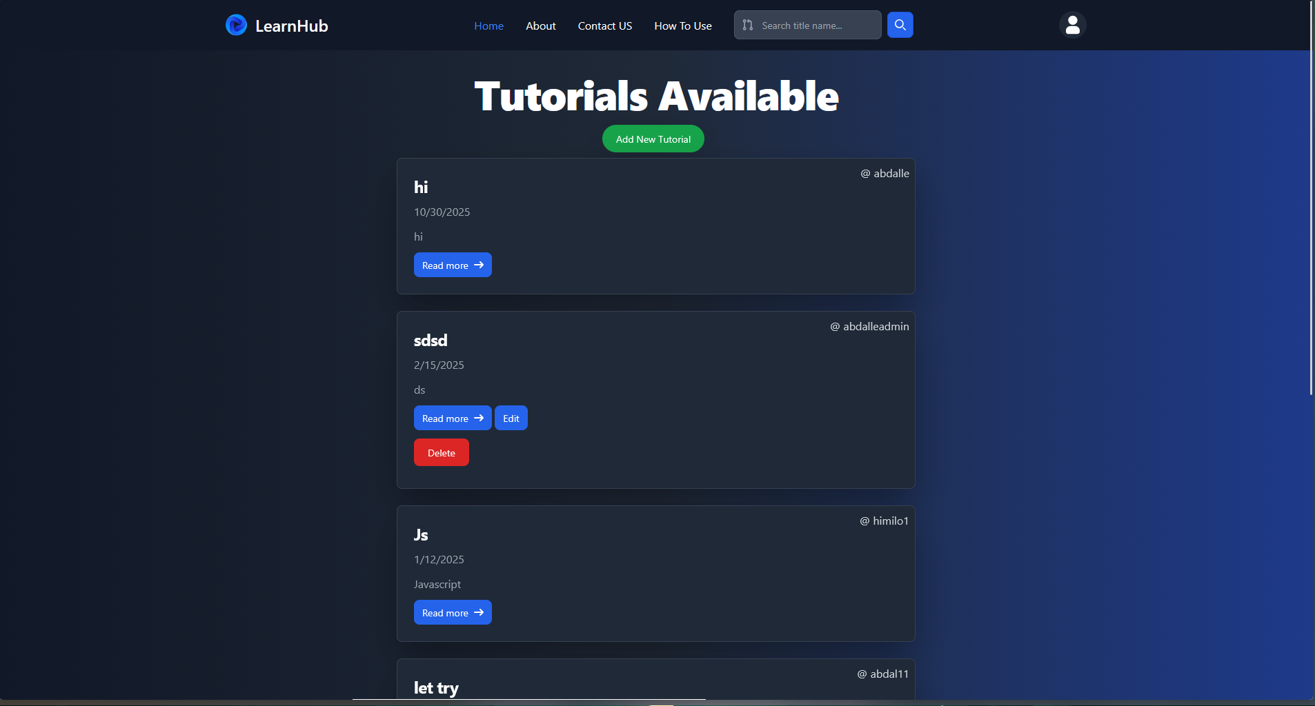 LearnHub - Tutorial Sharing Platform preview